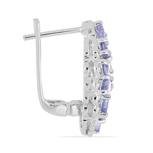 NATURAL TANZANITE GEMSTONE CLUSTER EARRINGS IN 925 SILVER